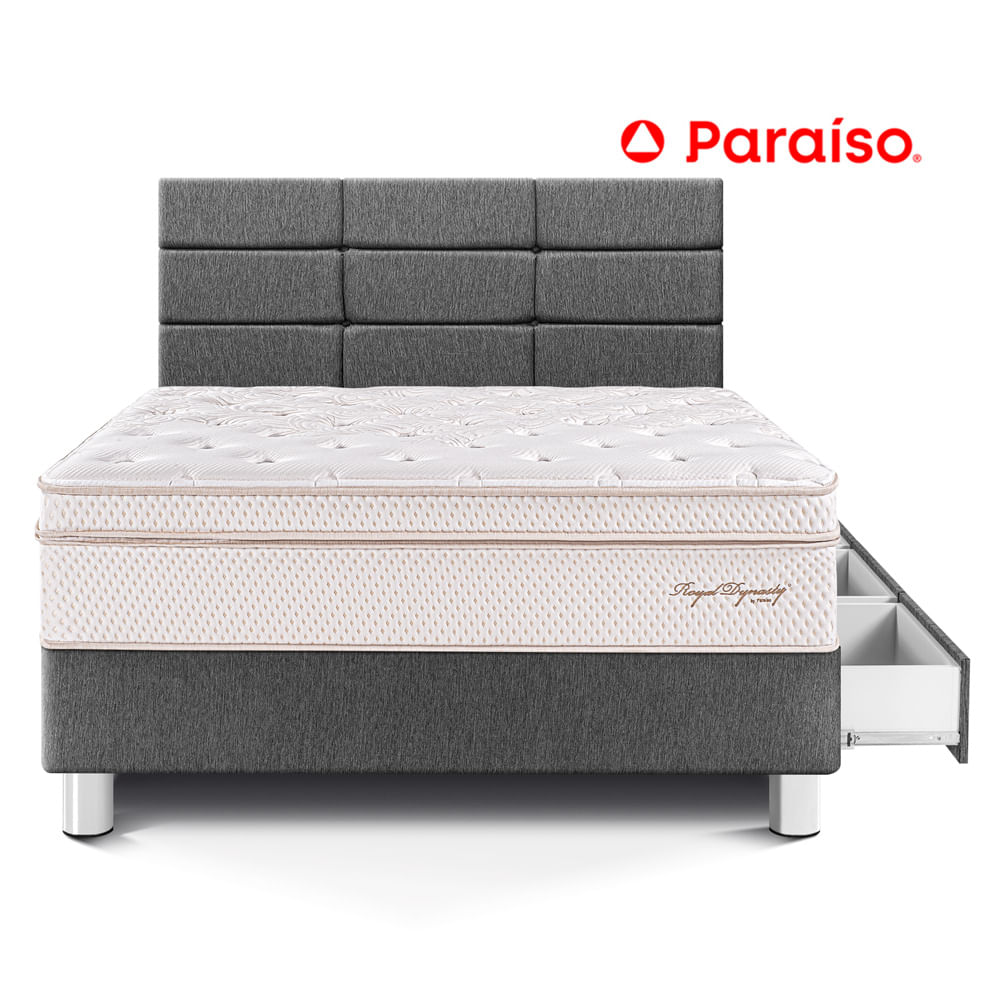 Dormitorio Royal Dynasty con Cajones y con Blocks 1.5 Plazas Gris