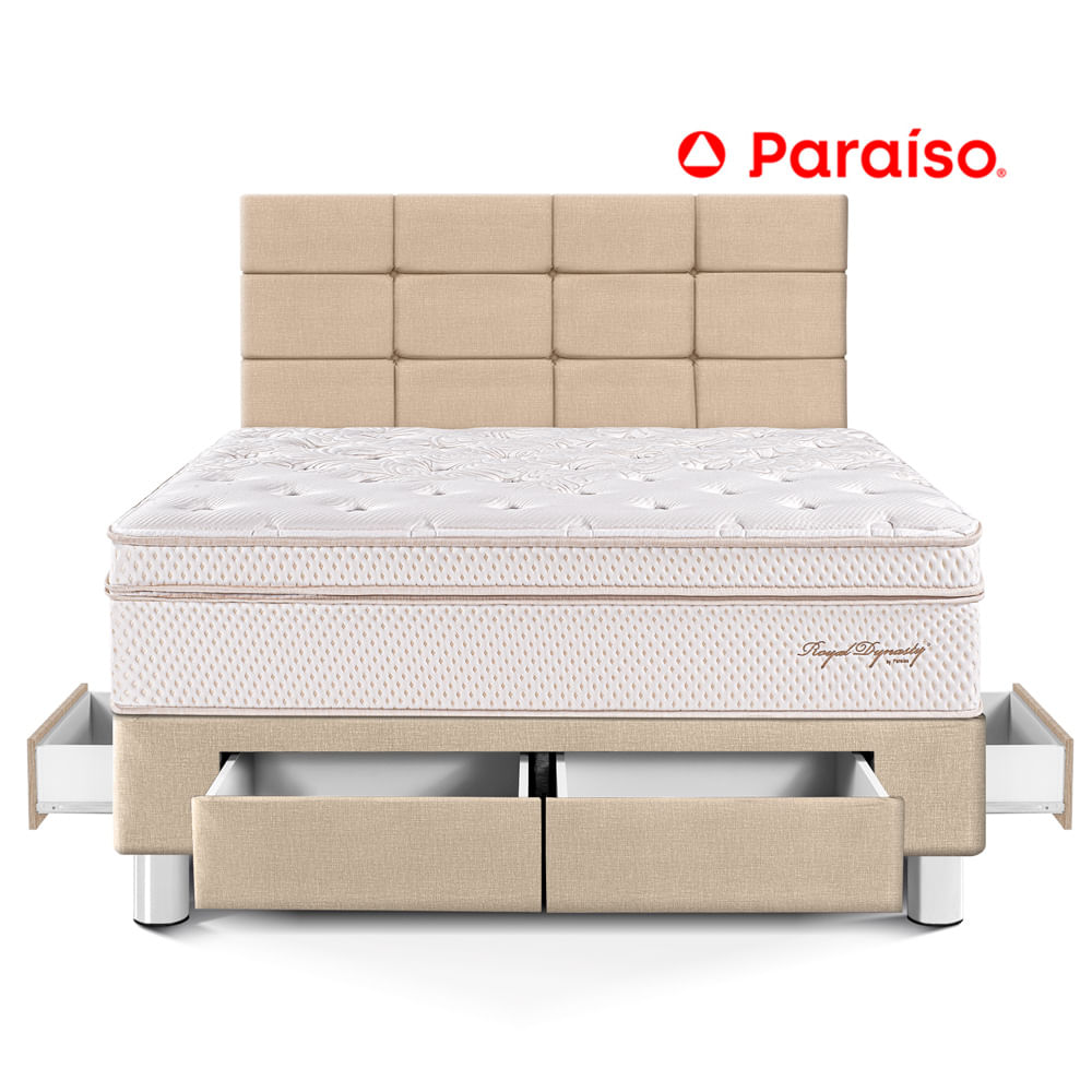 Dormitorio Royal Dynasty con Cajones y con Blocks 2 Plazas Champagne