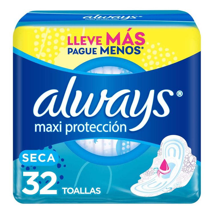 Toallas Higiénicas Always Maxi Protección Seca 32un