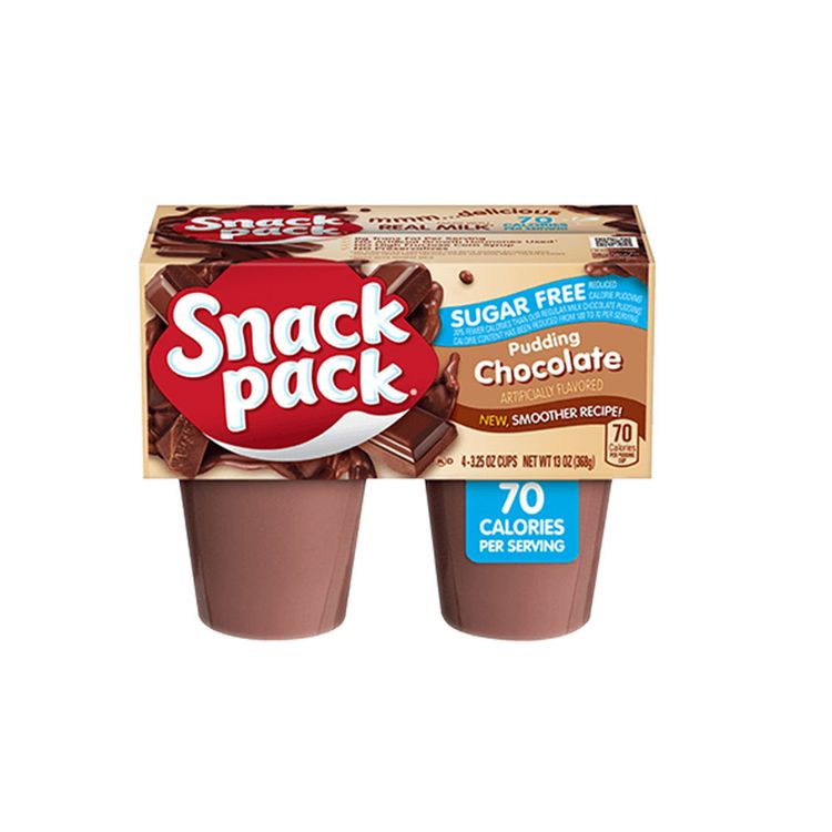 Pudín Snack Pack Sabor a Chocolate Sin Azúcar Pack de 4 unid Vaso 368 gr