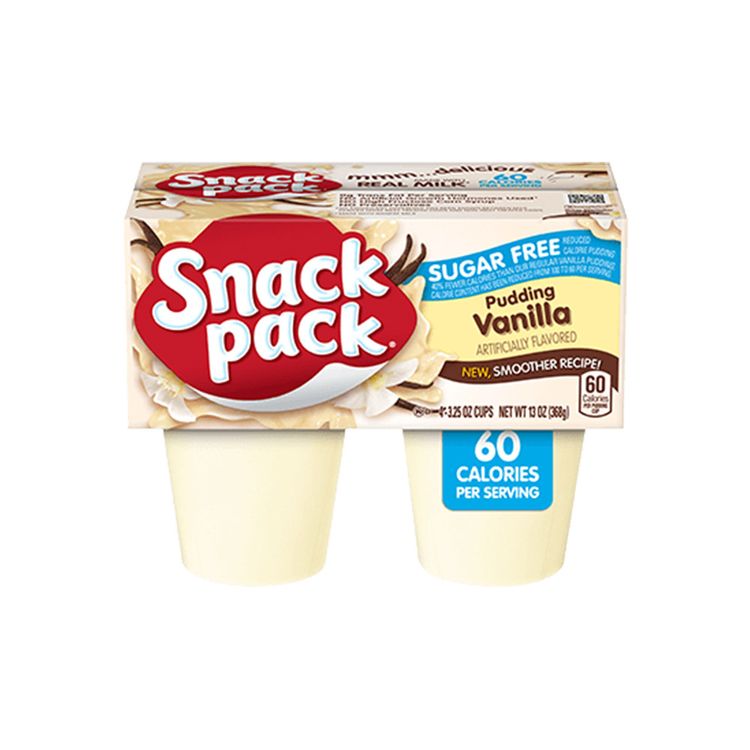 Pudín Snack Pack Sabor a Vainilla Sin Azúcar Pack de 4 unid Vaso 368 gr