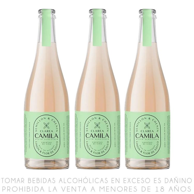 Tripack Cocktail Camila Clarea Limón & Flor de Sauco Botella 750ml