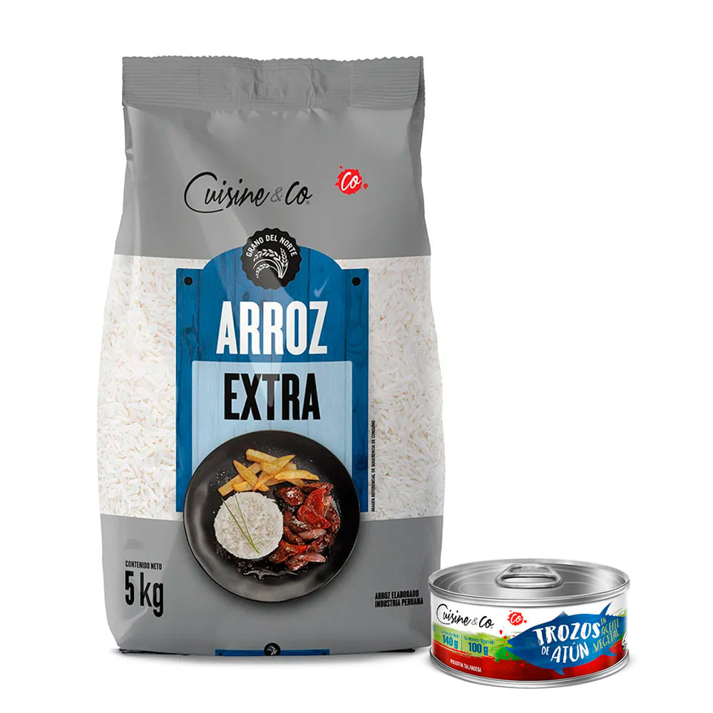 Pack Cuisine & Co: Arroz Extra 5kg + Trozos de Atún en Aceite 140g