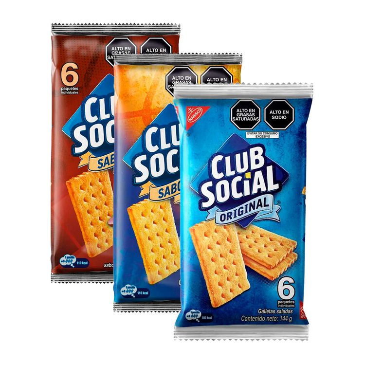Pack Galletas Club Social: Original 6un + Queso 6un + Jamón Ahumado 6un