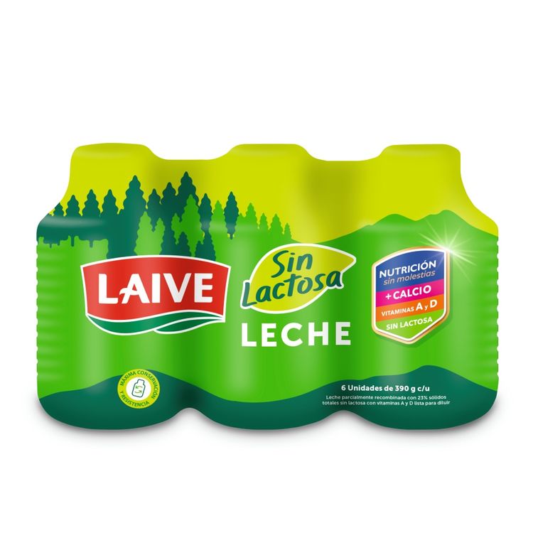 Sixpack Leche para Diluir Laive Sin Lactosa Botella 390g