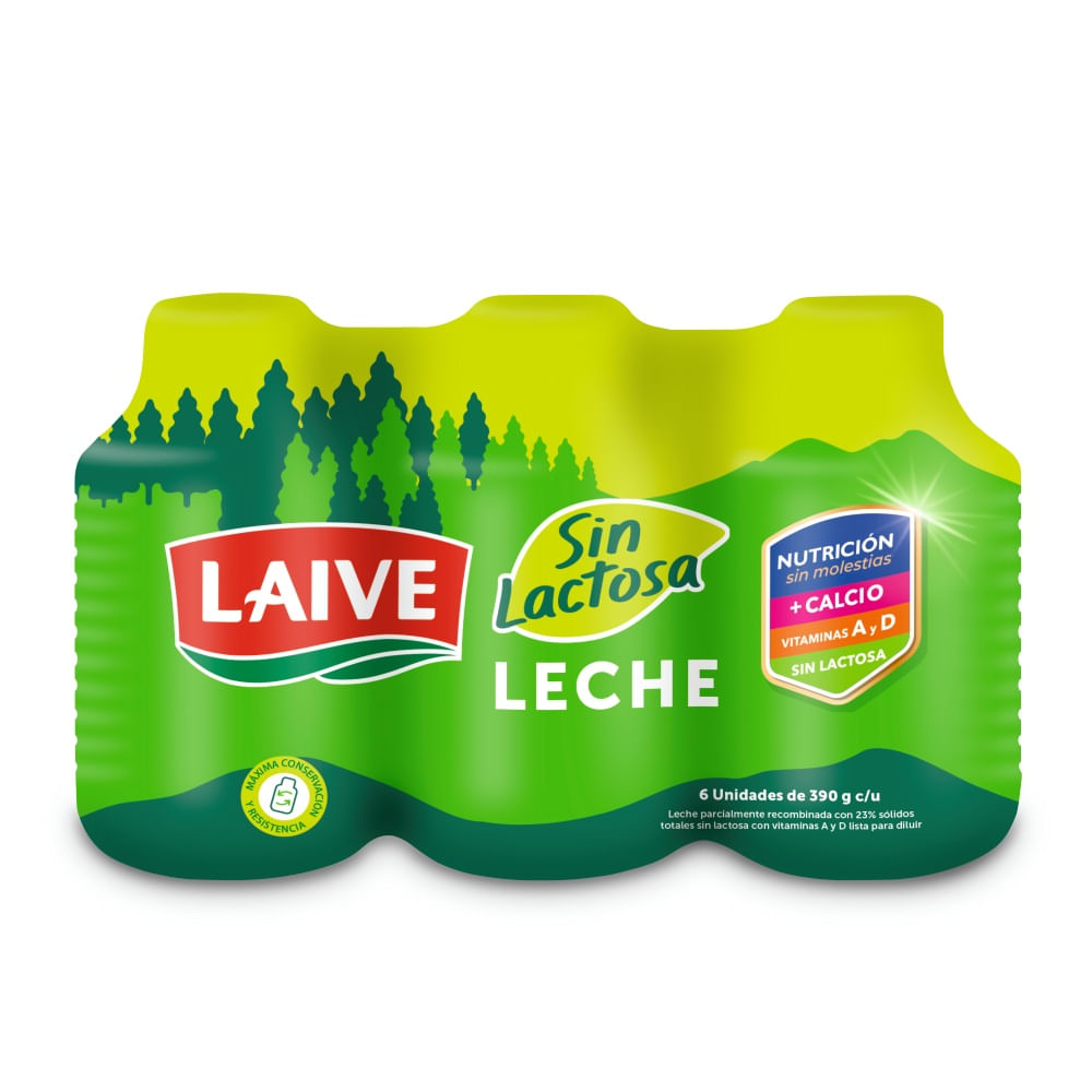 Sixpack Leche para Diluir Laive Sin Lactosa Botella 390g