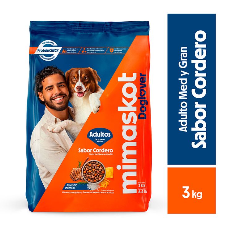 Alimento para Perros Mimaskot Cordero Razas Medianas y Grandes 3kg Alimento Seco Mimaskot Adulto Cordero Razas Pequeñas 3Kg