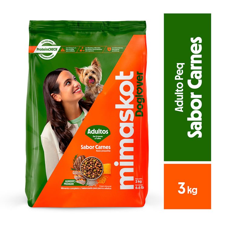 Alimento Seco Mimaskot Adultos Carne Razas Pequeñas 3Kg