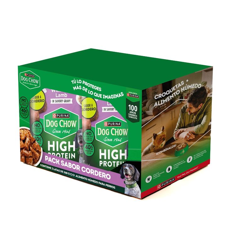 Pack Dog Chow Hipro Cordero 368g Lata 2un