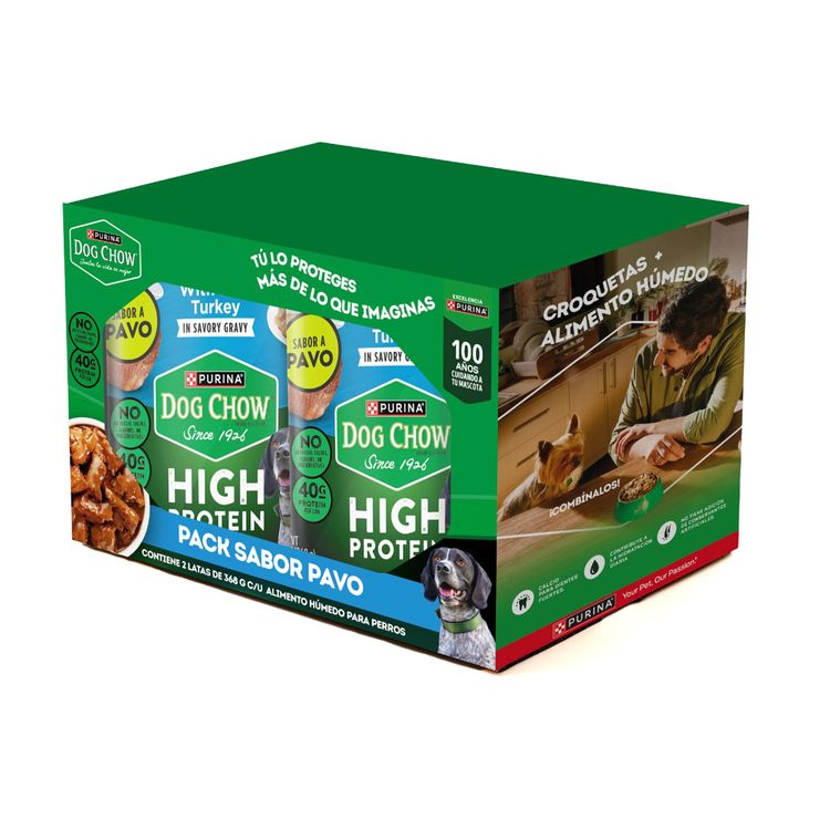 Pack Dog Chow Hipro Pavo 368g Lata 2un