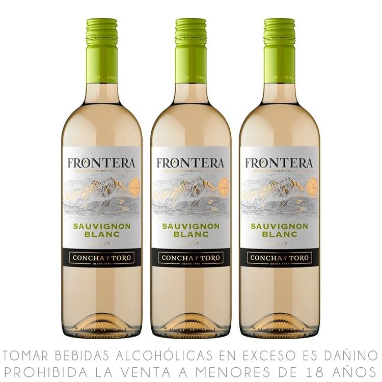 Tripack Vino Blanco Frontera Concha y Toro Botella 750ml