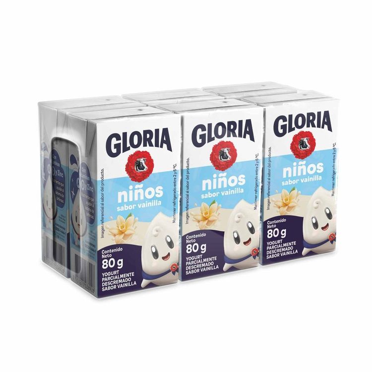 Sixpack Yogurt Gloria Sabor Vainilla Caja 80g