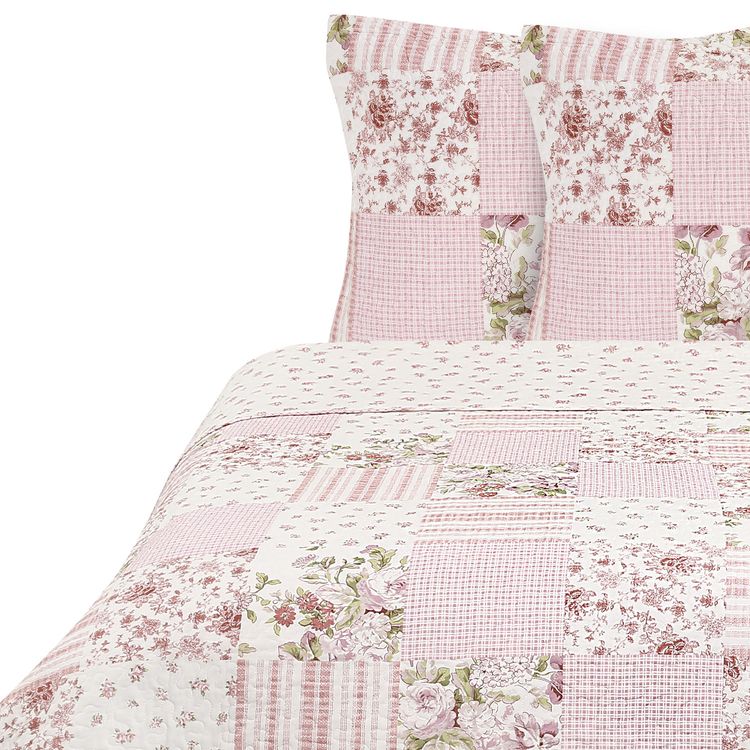 Quilt False Patch Sarah Miller Queen Plaza Rosado