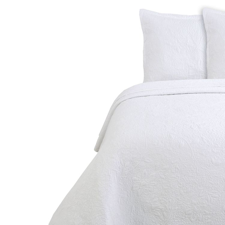 Quilt Unicolor Sarah Miller White 2 Plazas Blanco