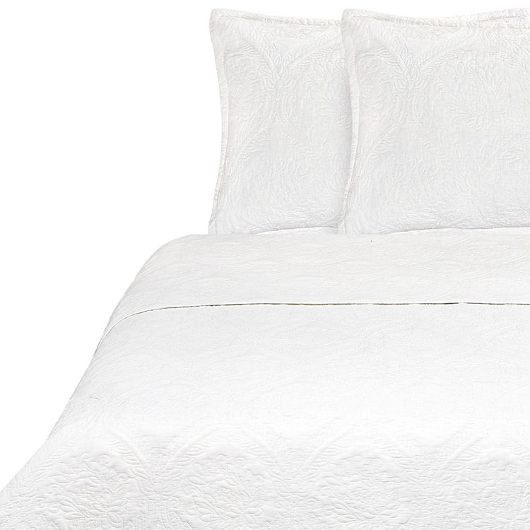 Quilt Unicolor Sarah Miller White Queen Plaza Blanco