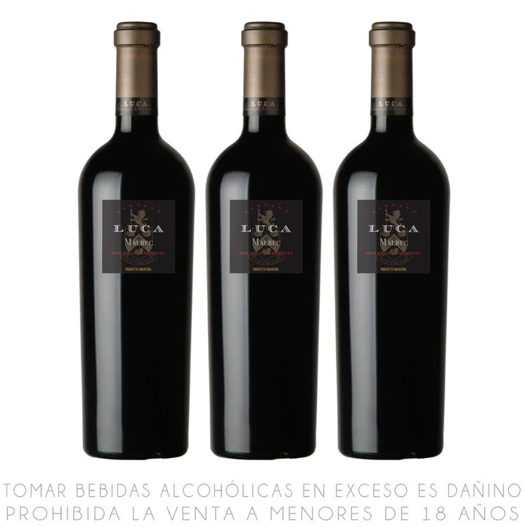 Tripack Vino Tinto Malbec Luca Botella 750ml
