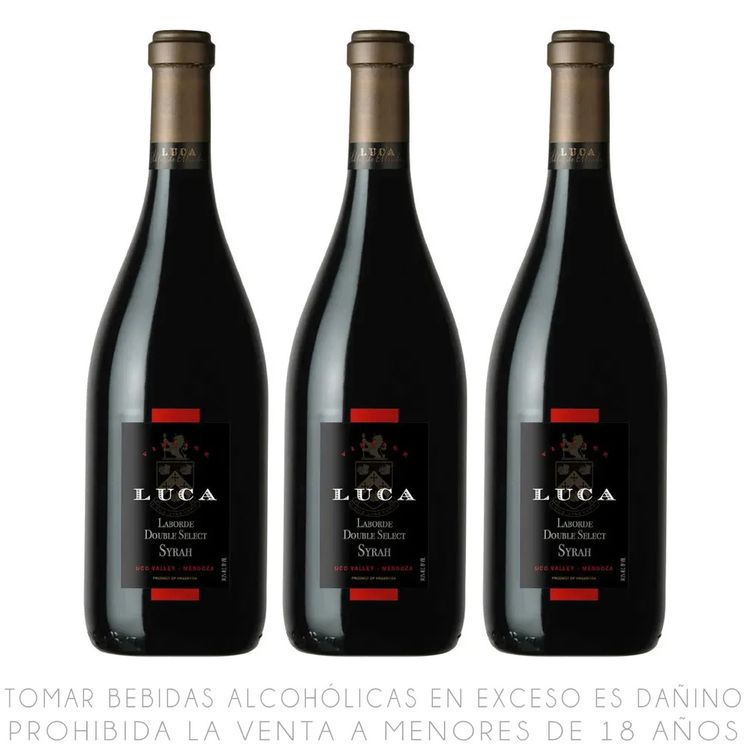 Tripack Vino Tinto Syrah Luca Botella 750ml
