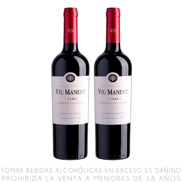 Twopack Vino Tinto Cabernet Sauvignon Viu Manent Reserva Botella 750ml