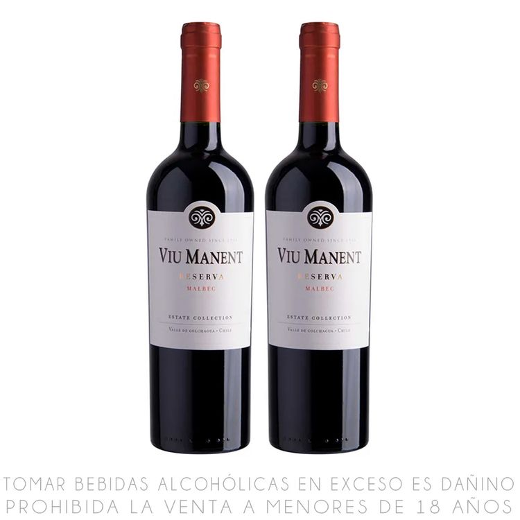 Twopack Vino Tinto Malbec Viu Manent Reserva Botella 750ml