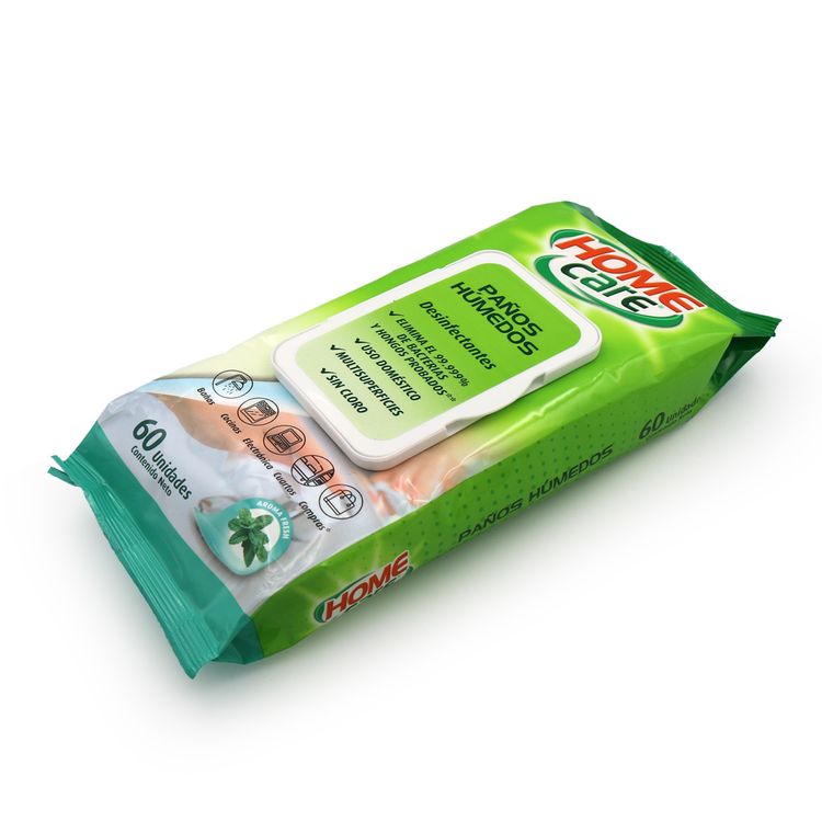 Paños Húmedos Desinfectantes Home Care Fresh 60un