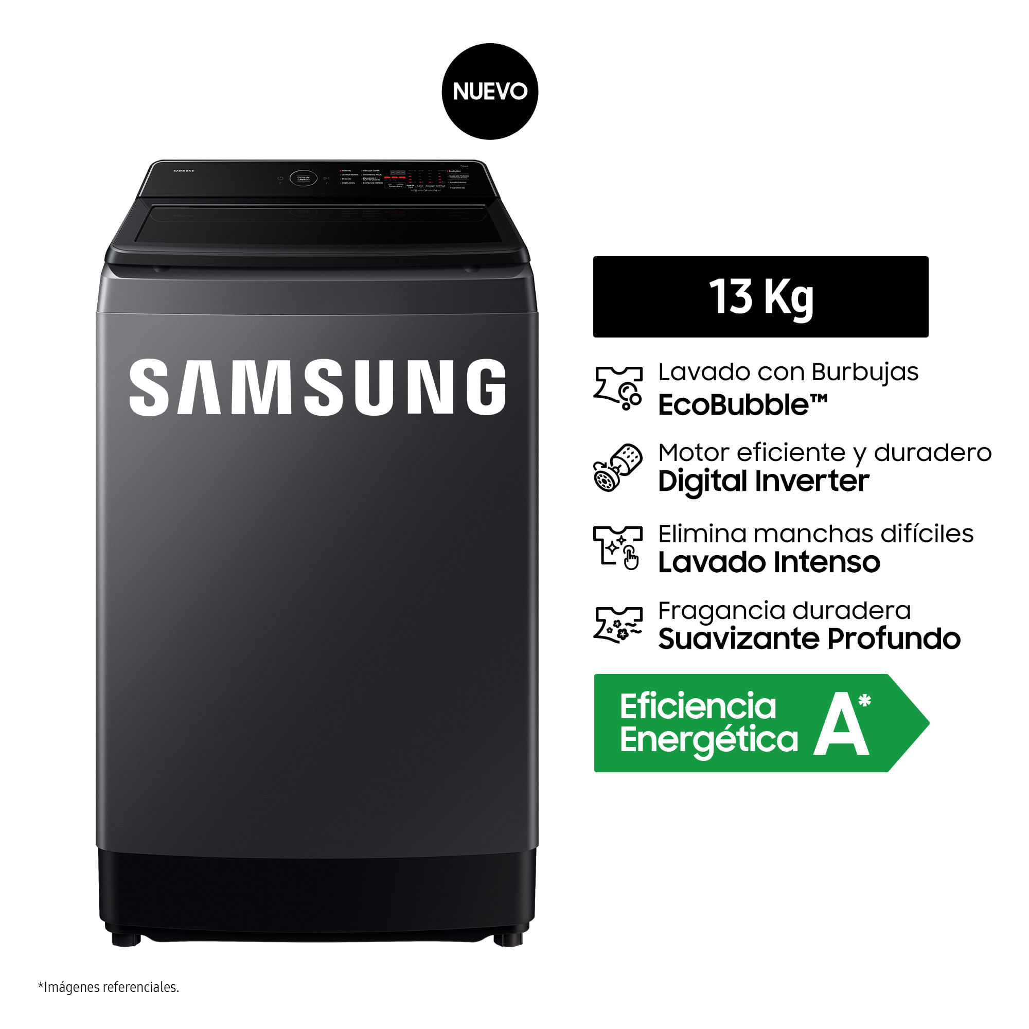 Lavadora Samsung EcoBubble 13Kg Gris WA40F13E4CPE