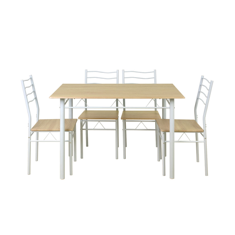 Juego de Comedor M+Design 4 Sillas Belk 110x70x76cm Natural Blanco