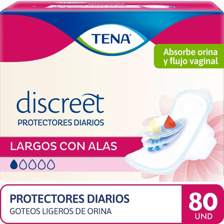 Protectores Diarios para Incontinencia Tena Discreet Largos con Alas 80un