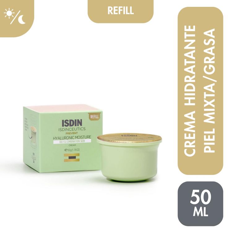 Crema Facial Isdinceutics Hyaluronic Moisture Piel Grasa y Mixta Refill 30ml