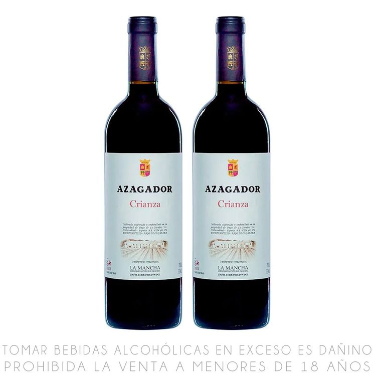 Twopack Vino Tinto Blend Azagador Crianza Botella 750ml
