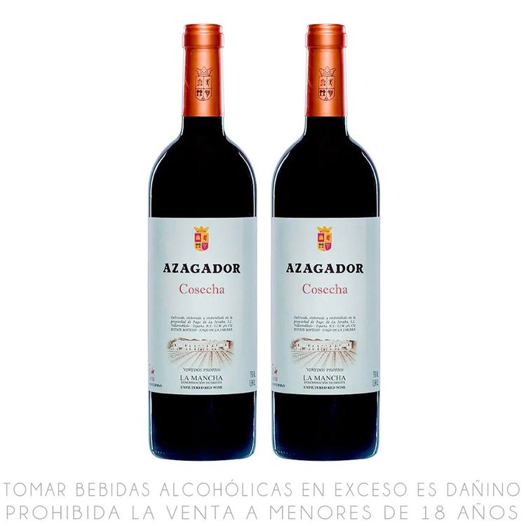 Twopack Vino Tinto Blend Azagador Cosecha Botella 750ml