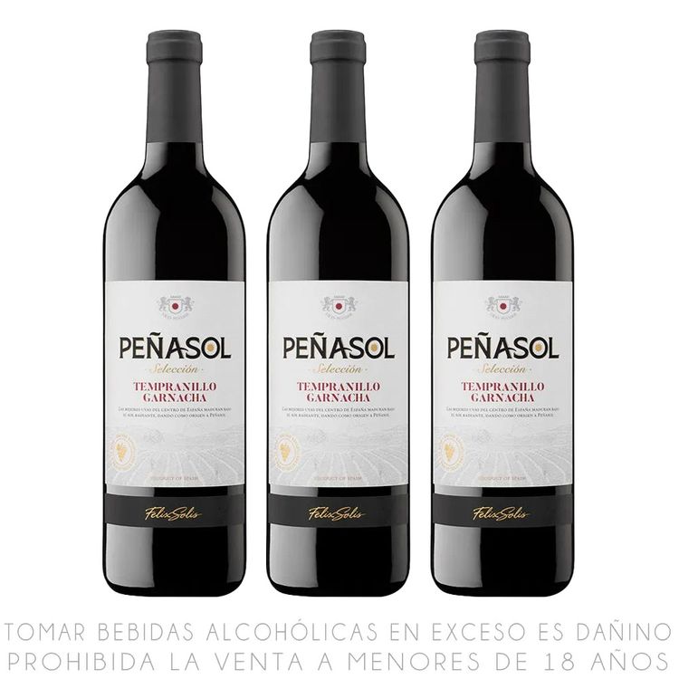 Tripack Vino Tinto Blend Peñasol Selección Botella 750ml