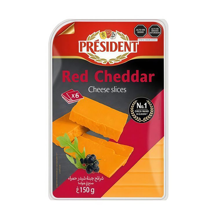 Queso Cheddar Rojo en Tajadas Président 150g