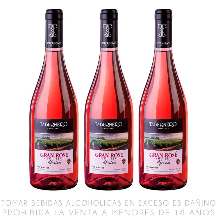 Tripack Vino Rosé Tabernero Gran Reserva Semi Seco Botella 750ml