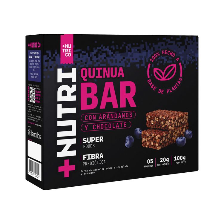 Barra de Quinua Arándanos y Chocolate +Nutri 5un