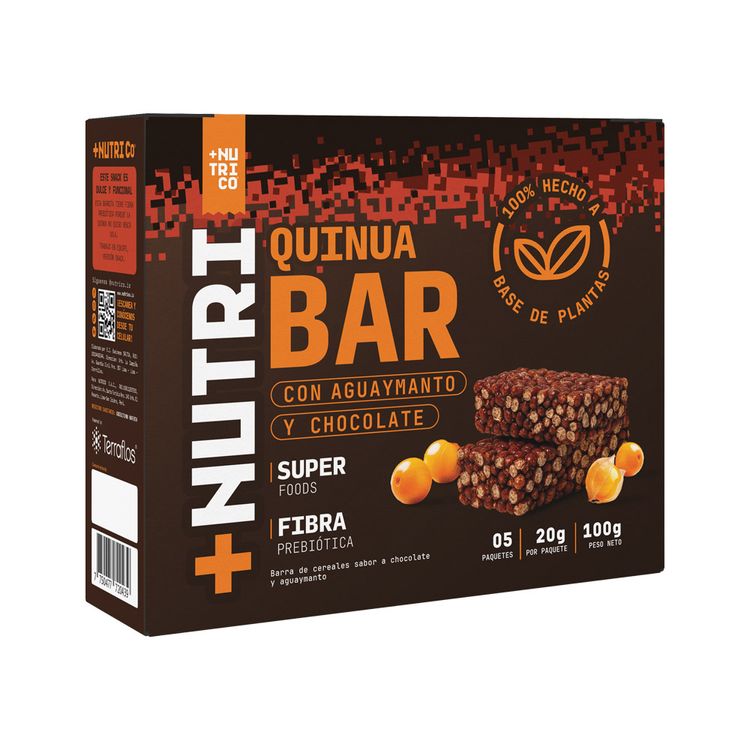Barra de Quinua Aguaymanto y Chocolate +Nutri 5un