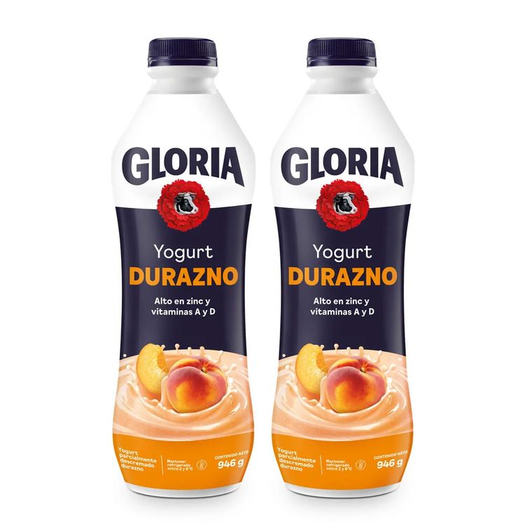 Twopack Yogurt Bebible Gloria Durazno Botella 946g