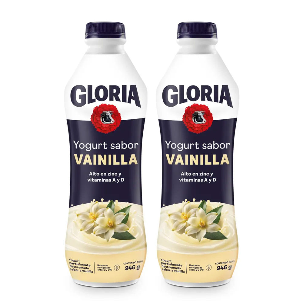 Twopack Yogurt Bebible Gloria Vainilla Botella 946g