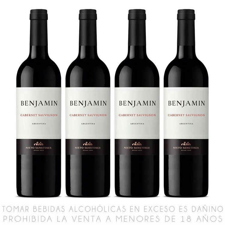 Fourpack Vino Tinto Cabernet Sauvignon Benjamín Nieto Senetiner Botella 750ml