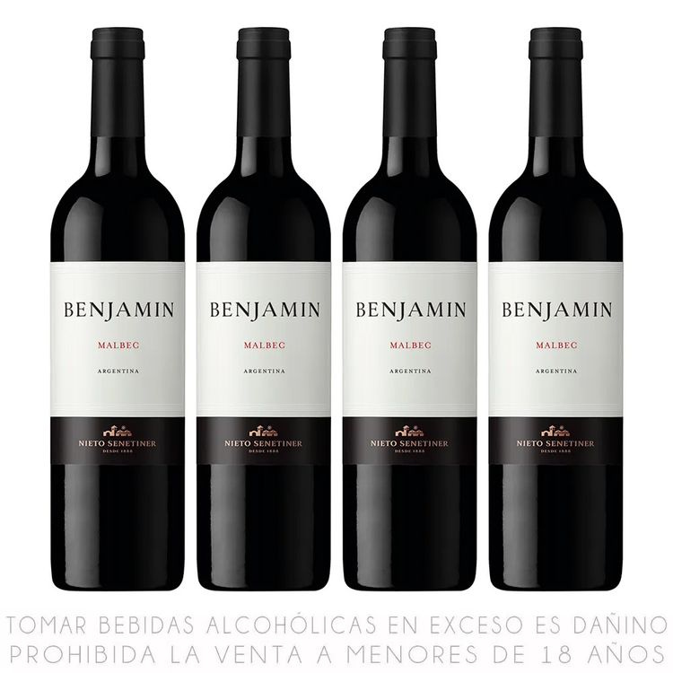 Fourpack Vino Tinto Malbec Benjamín Nieto Senetiner Botella 750ml