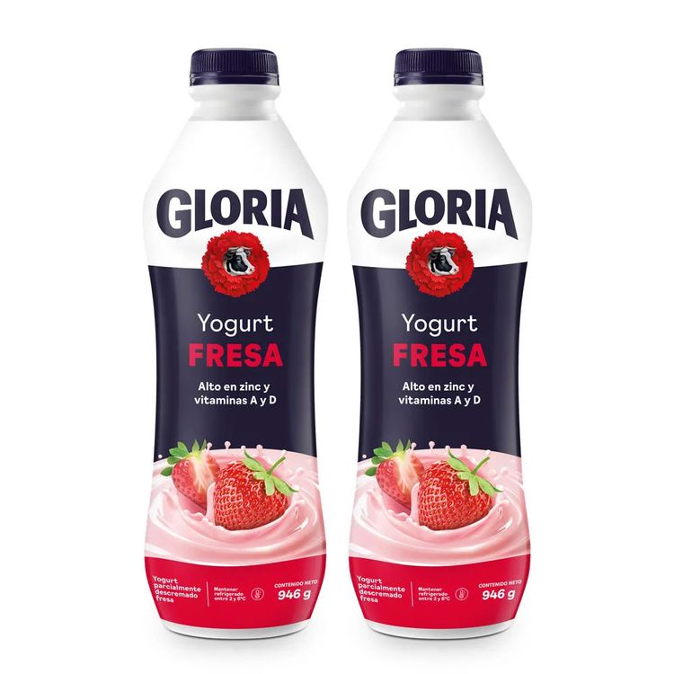 Twopack Yogurt Bebible Gloria Fresa Botella 946g