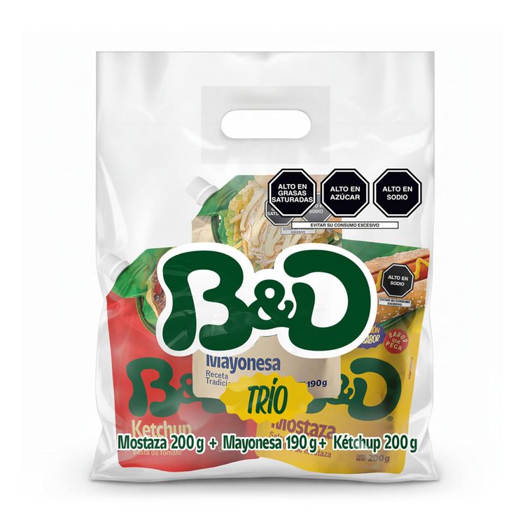 Pack B&D Trío: Mostaza 200g + Ketchup 200g + Mayonesa 190g