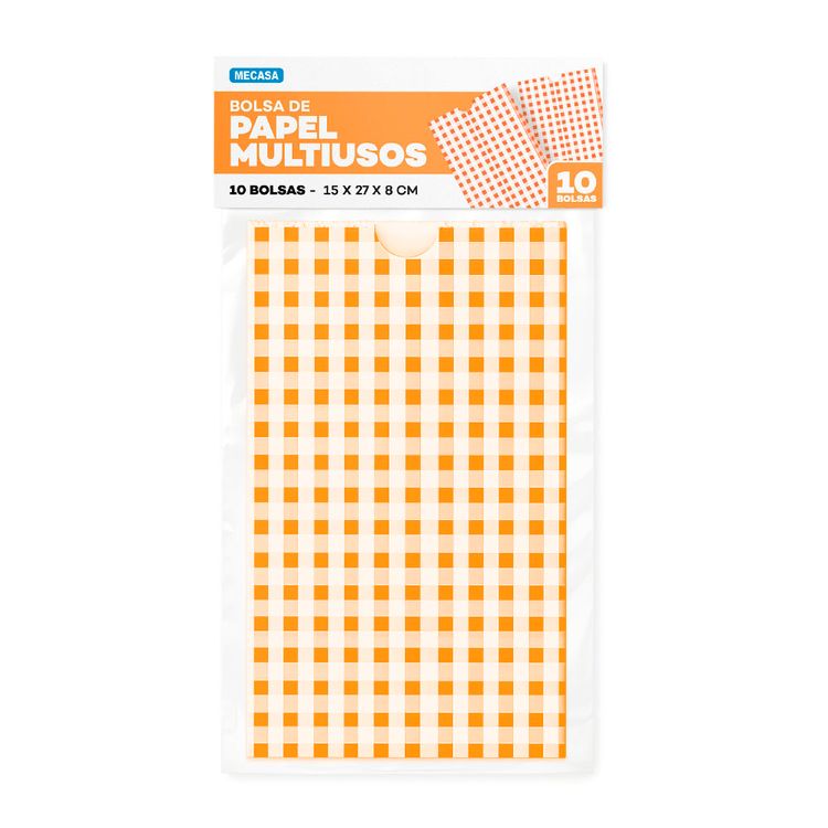 Bolsas de Papel Multiusos Cuadros Naranja Mecasa
