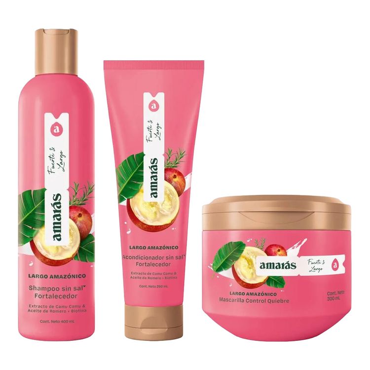 Pack Amarás Largo Amazónico: Shampoo + Acondicionador + Mascarilla