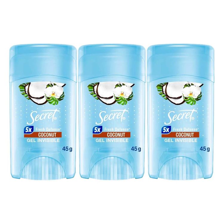 Tripack Gel Antitranspirante Secret Coconut 45g Tripack Gel Antitranspirante Secret Coconut 45g