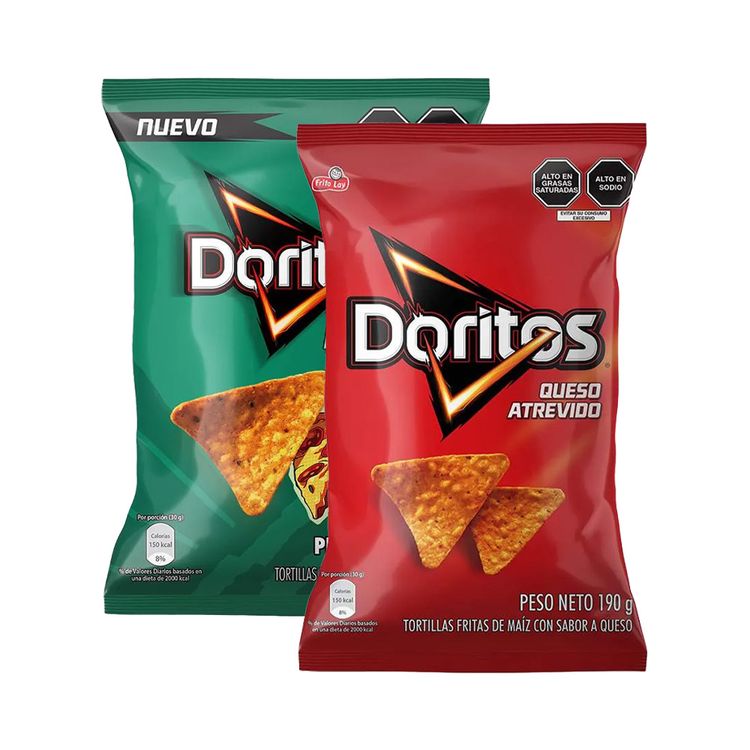 Tortilla Chips Doritos: Sabor Pizza 170g + Sabor Queso Atrevito 190g