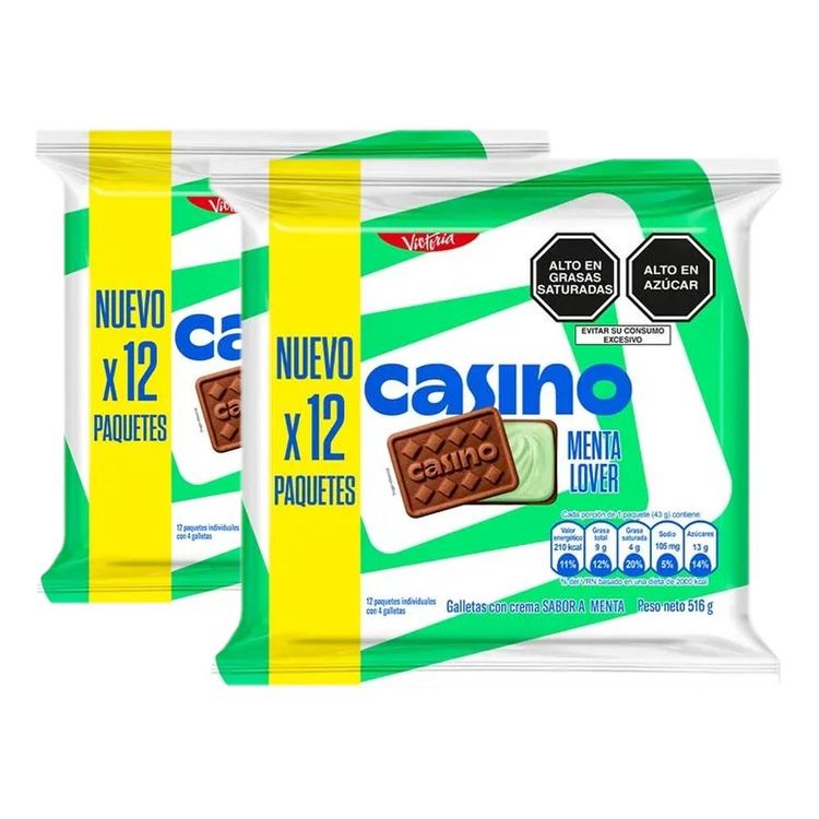 Twelvepack x2 Galletas con Crema Casino Menta Lover 516g