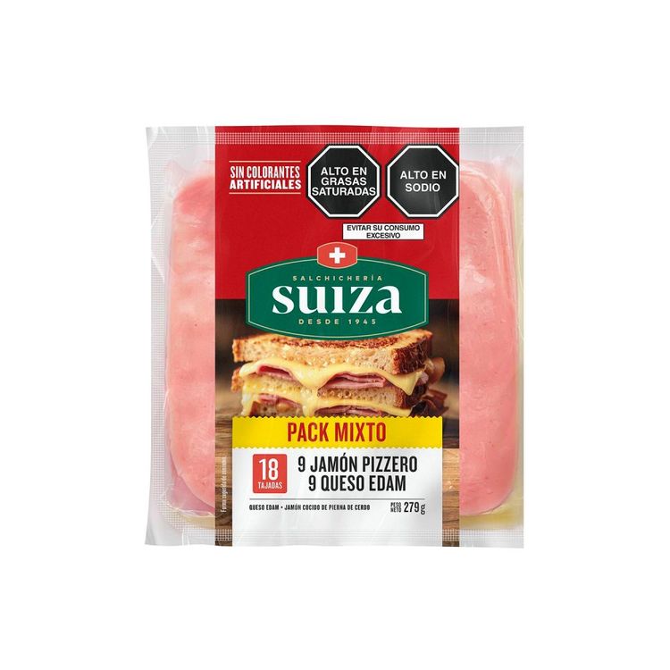 Pack Suiza Mixto 279g: Jamón Pizzero + Queso Edam