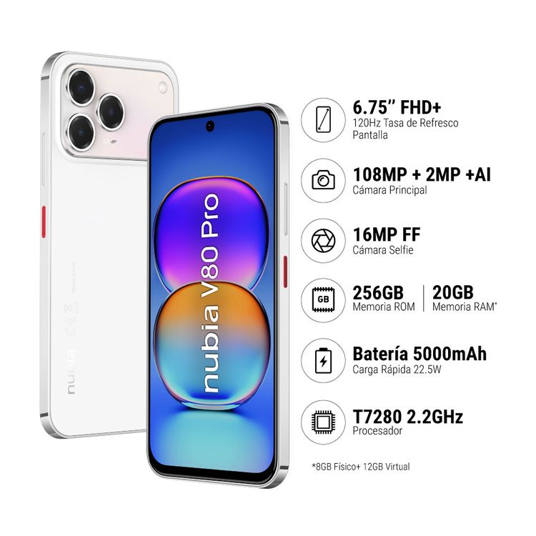 Smartphone Zte Nubia V80 Pro 8+256GB Blanco