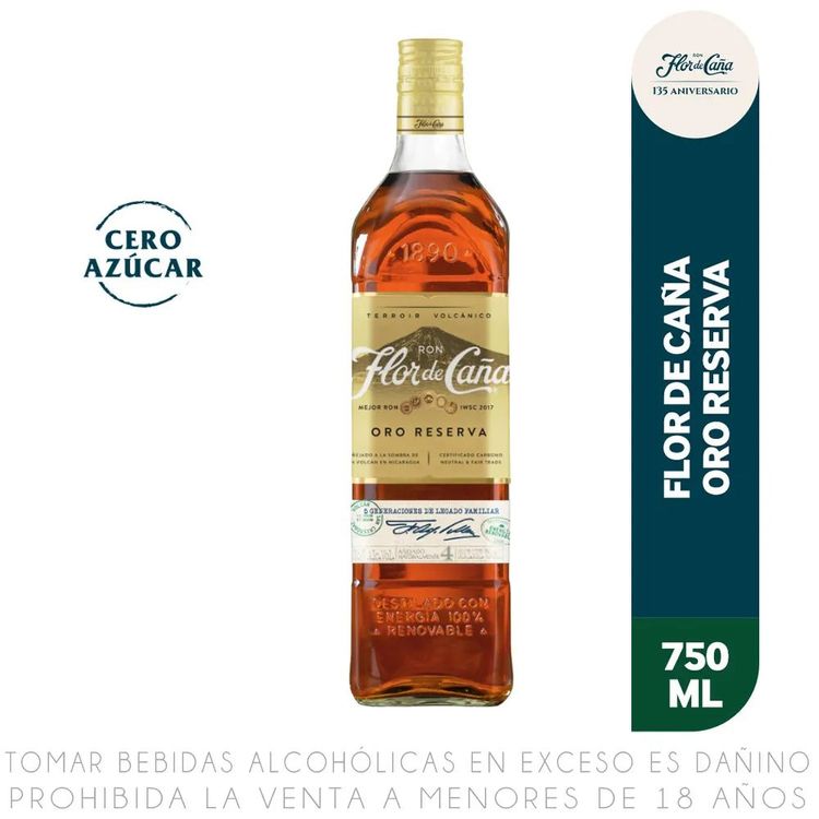Ron Flor de Caña Añejo Oro 4 Años Botella 750ml