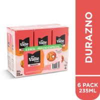 Sixpack Bebida de Durazno Frugos del Valle Caja 235ml